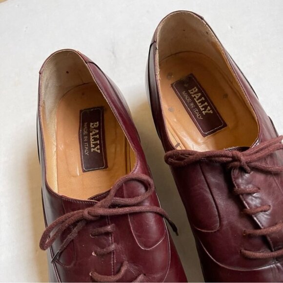 Bally Oxfords Mens 10 M Luxury Brown Leather Dress Shoes Almond Toe Laces Office main image 12